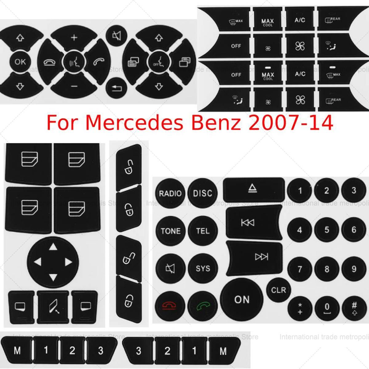 Car Air Condition AC Control Radio Dash Panel Button Repair Sticker Trim Decal for Mercedes-Benz W204 C300 2007-2014