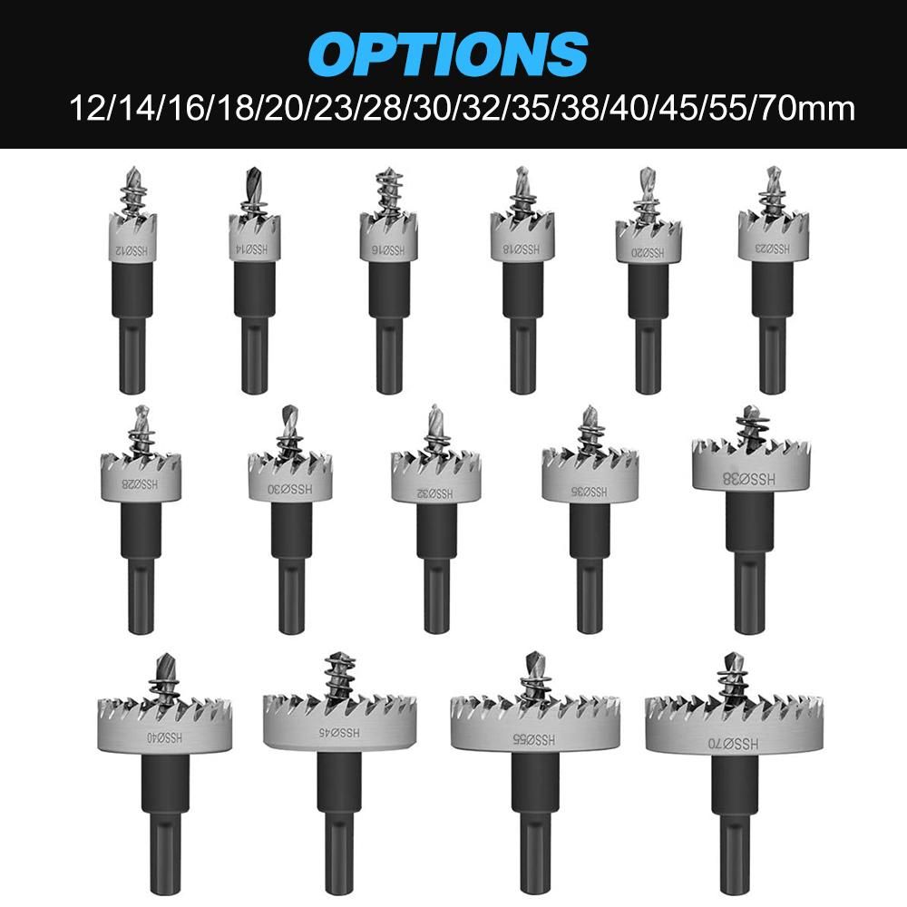 High Speed Steel Hole Saw Heavy-duty Hole Cutter Compatible with 10mm or larger Collet for Stainless Steel Metal Sheet Wood Plastic