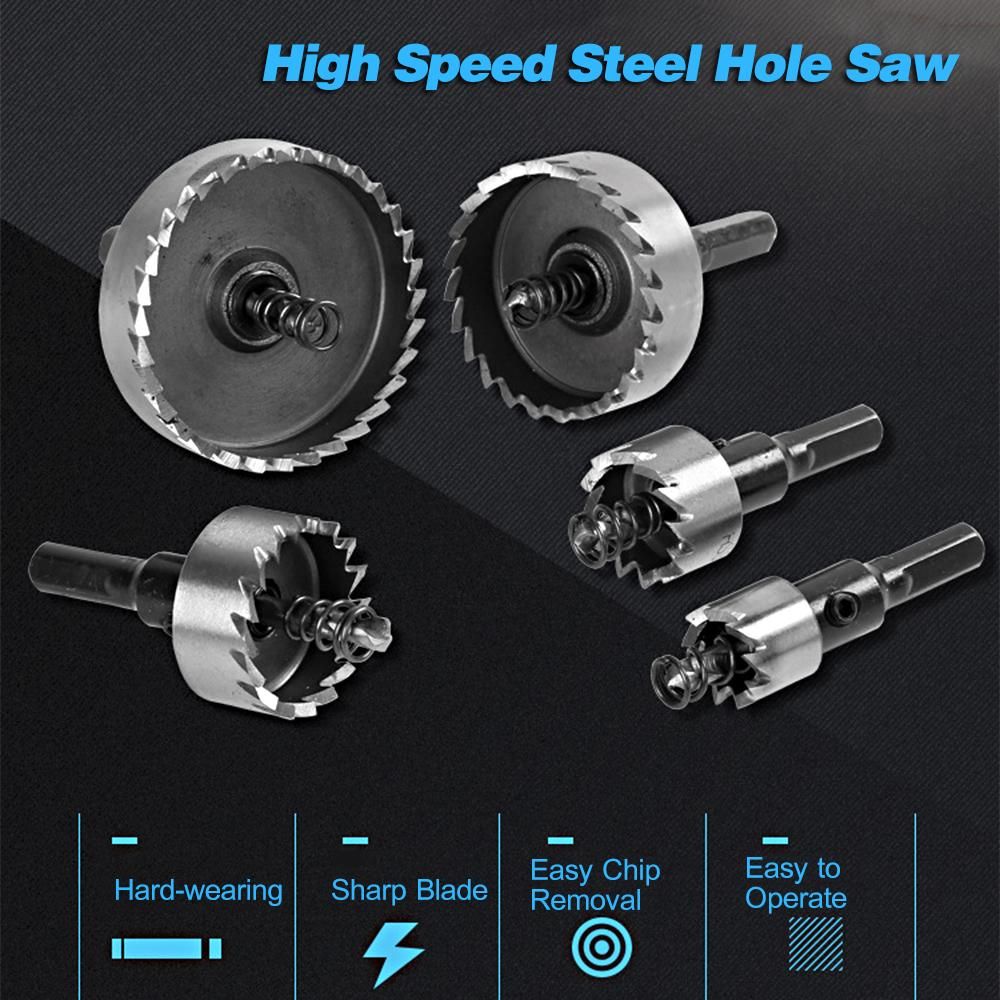 High Speed Steel Hole Saw Heavy-duty Hole Cutter Compatible with 10mm or larger Collet for Stainless Steel Metal Sheet Wood Plastic