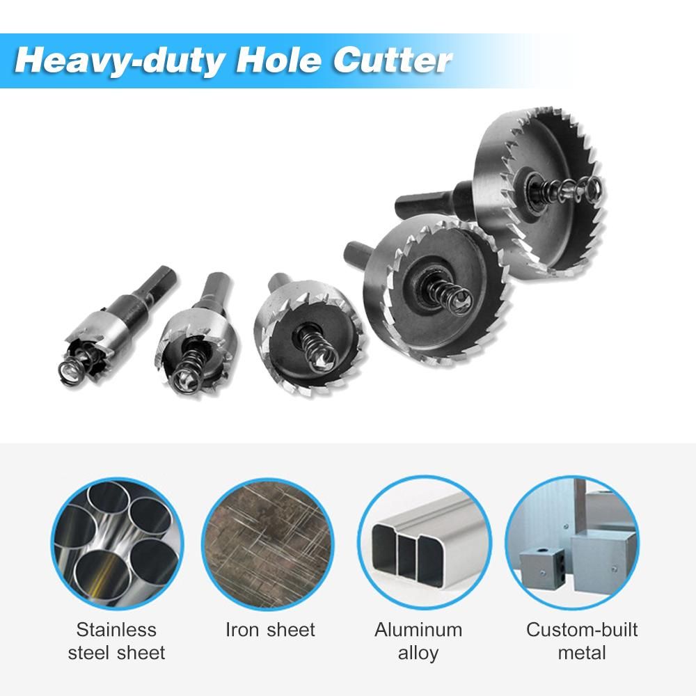 High Speed Steel Hole Saw Heavy-duty Hole Cutter Compatible with 10mm or larger Collet for Stainless Steel Metal Sheet Wood Plastic