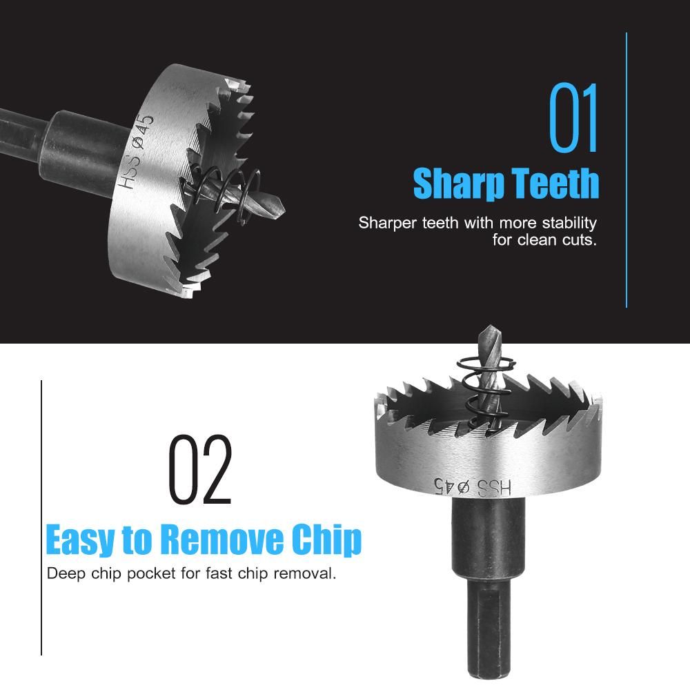 High Speed Steel Hole Saw Heavy-duty Hole Cutter Compatible with 10mm or larger Collet for Stainless Steel Metal Sheet Wood Plastic