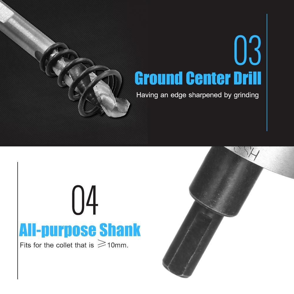 High Speed Steel Hole Saw Heavy-duty Hole Cutter Compatible with 10mm or larger Collet for Stainless Steel Metal Sheet Wood Plastic