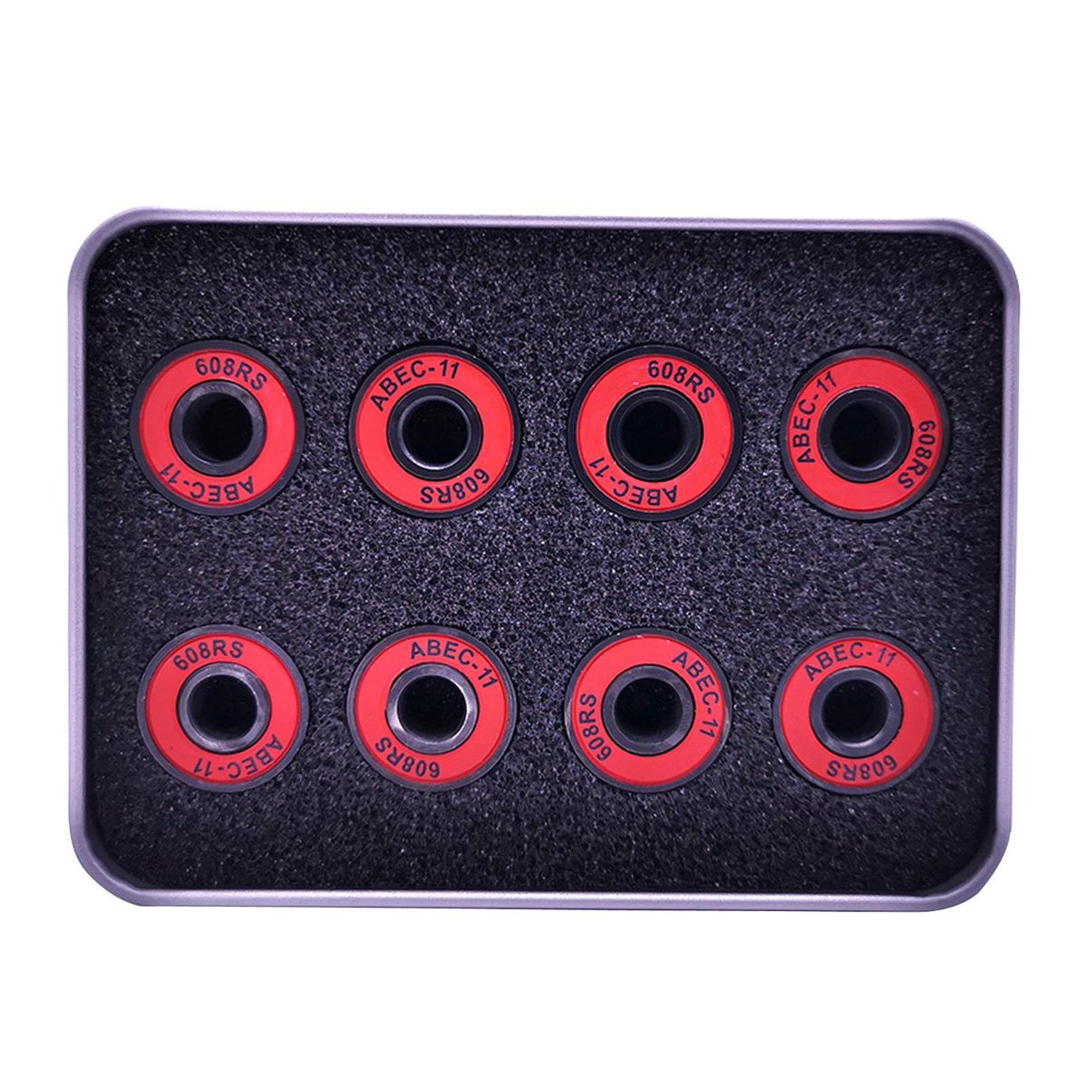 8x Skateboard Bearings Abec 11 608-Rs Steel W/ Iron Red