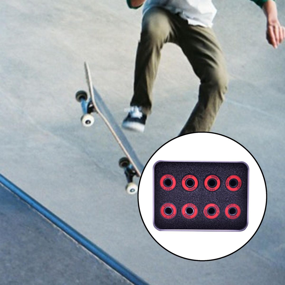 8x Skateboard Bearings Abec 11 608-Rs Steel W/ Iron Red