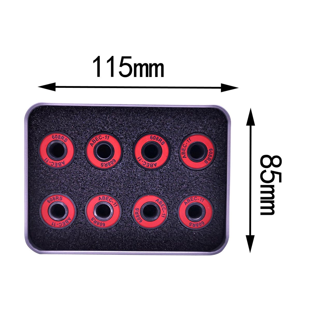 8x Skateboard Bearings Abec 11 608-Rs Steel W/ Iron Red