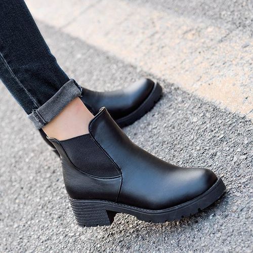 Womens Winter Ankle Boots Low Heels Fashion Autumn  Black 40