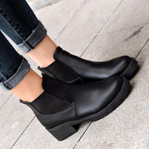 Womens Winter Ankle Boots Low Heels Fashion Autumn  Black 40