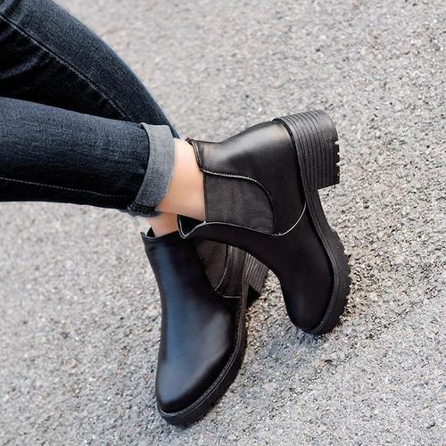 Womens Winter Ankle Boots Low Heels Fashion Autumn  Black 40