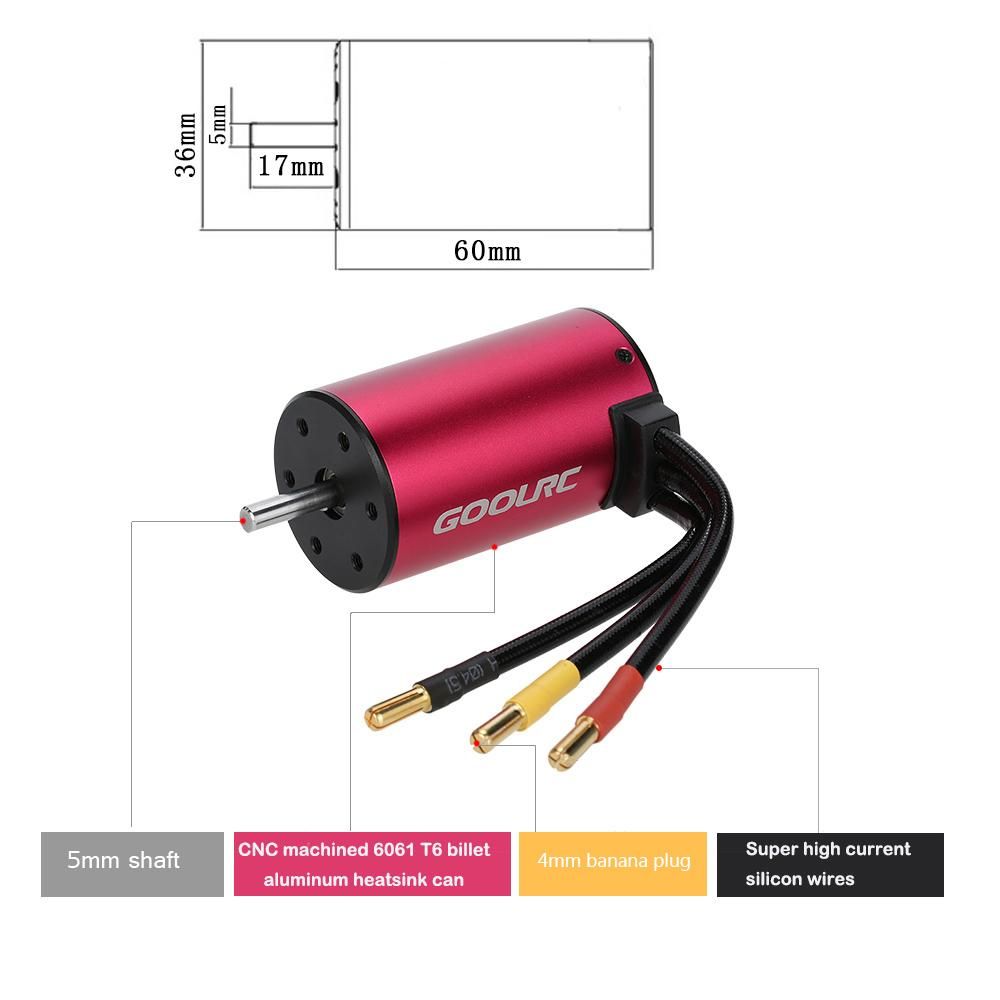 GoolRC S3660 3300KV 4 Poles Brushless Sensorless Motor for 1/10 RC Car Truck