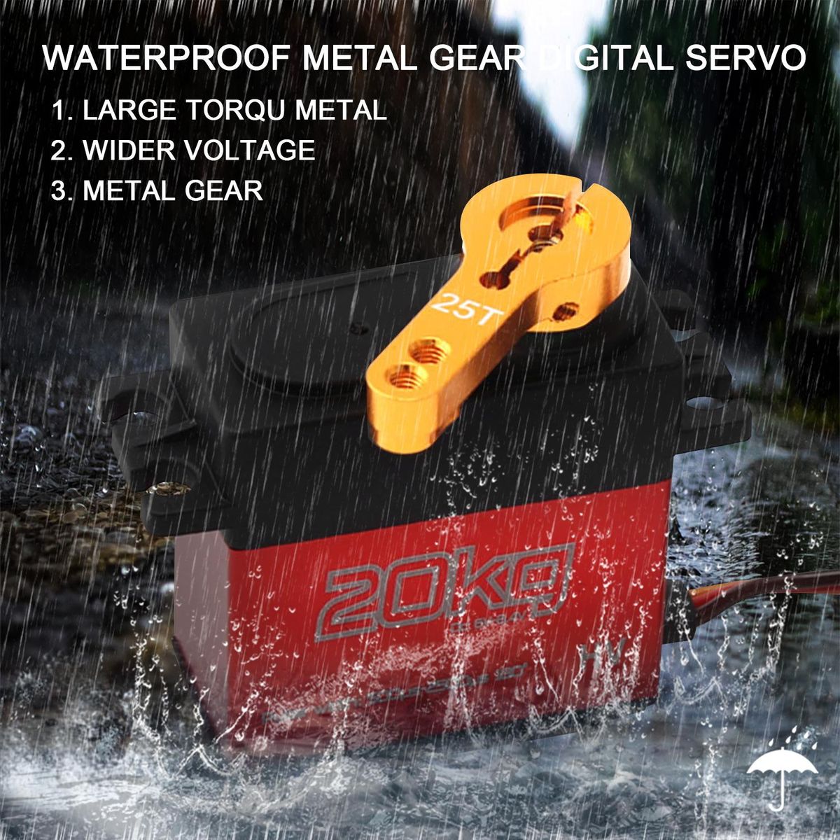 HS3220 Metal Gear Digital Servo High Torque 20kg Waterproof for 1/10 1/8 RC Baja Car Buggy Truck Boat Airplane Helicopter
