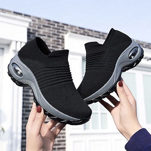 Ladies Air Cushion Socks Sneakers Black