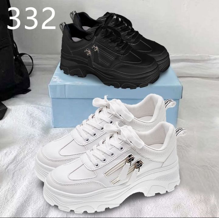 Ladies Double Side Zip Sneakers- White