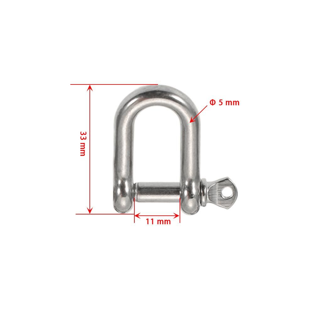 Lixada 10 PCS U Shape Anchor Shackle Outdoor Rope Paracord Bracelet Buckle Stainless Steel