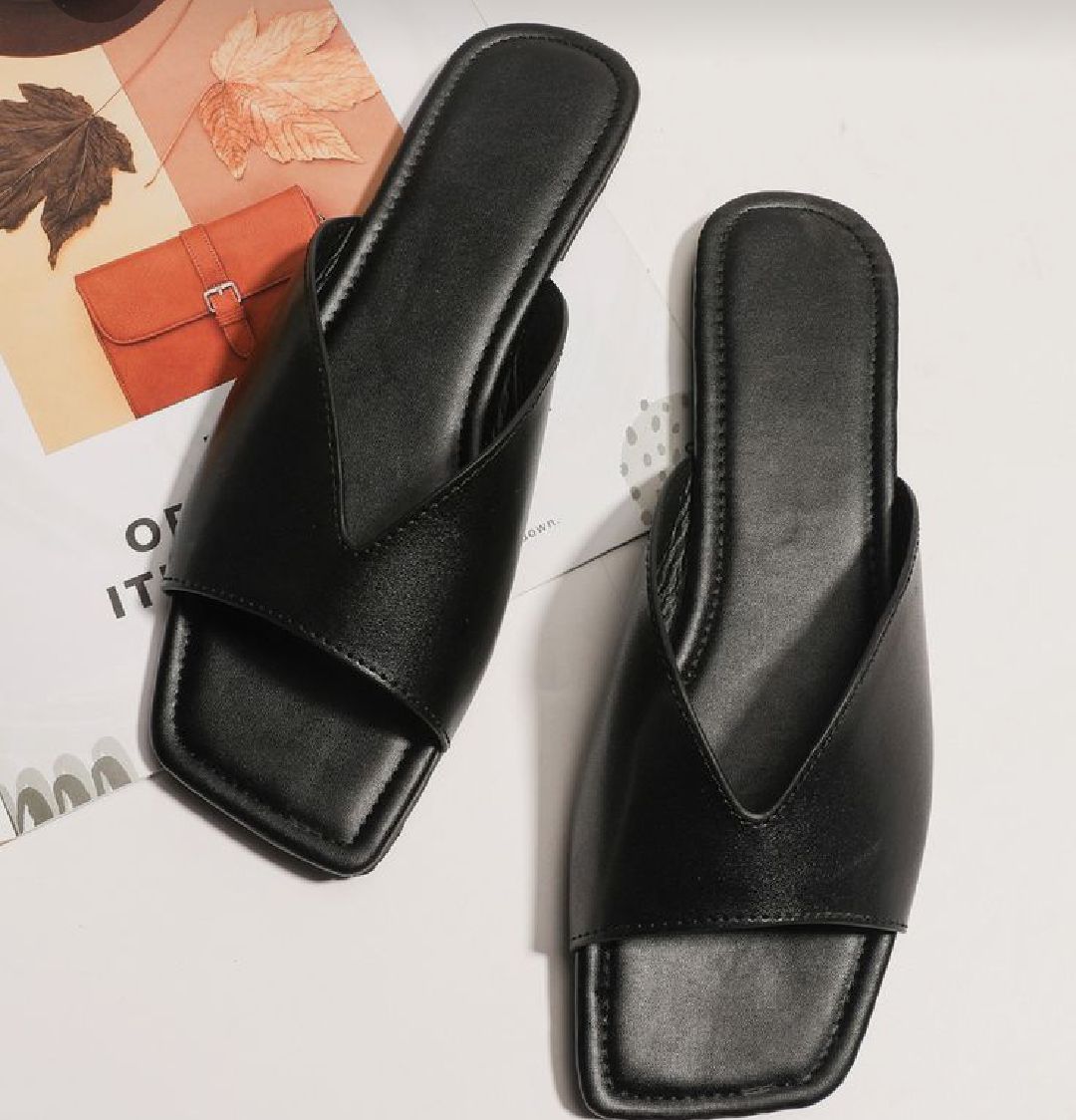 Quality Leather Black Slippers