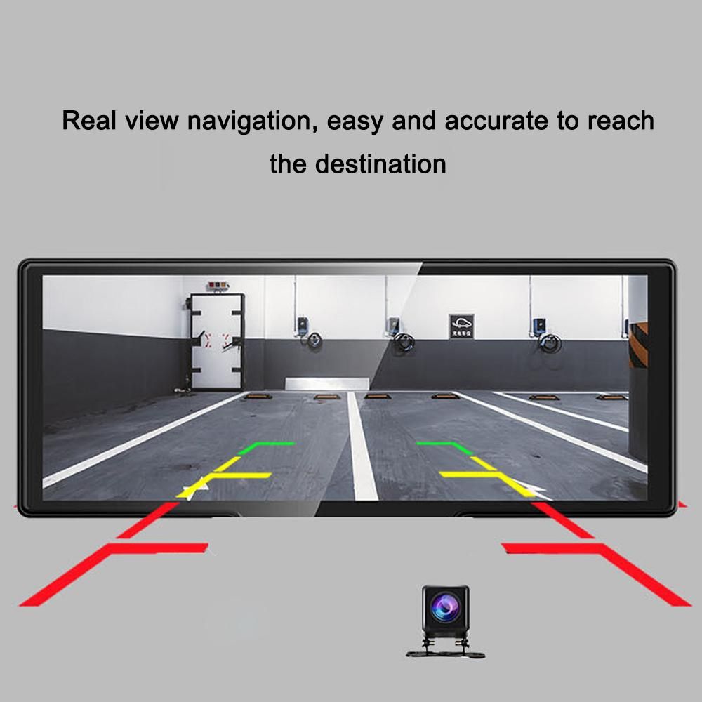 Multi-language Dual Lens Car Video Recorder Real View Navigation Auto Dash Cam Night Viewing Car Camera Recorder Voice Assistant DVR Wide Angle Car Camcorder