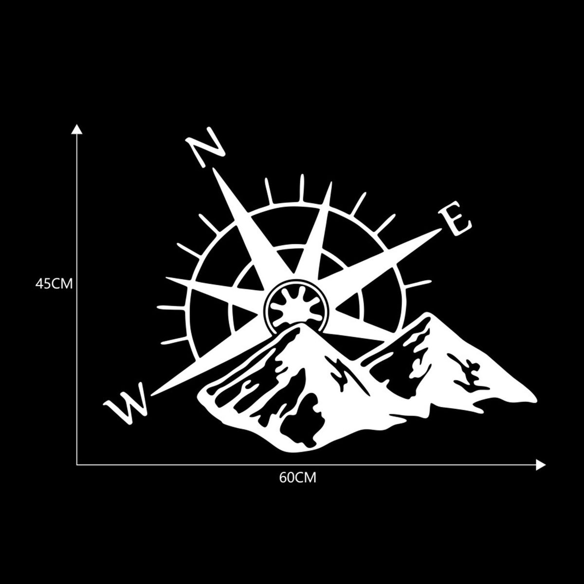 1PCS Car Sticker Mountains NWE Compass Navigate Style Car Truck Sticker Decal Auto Fashion Decoration 23.6*17.7in White