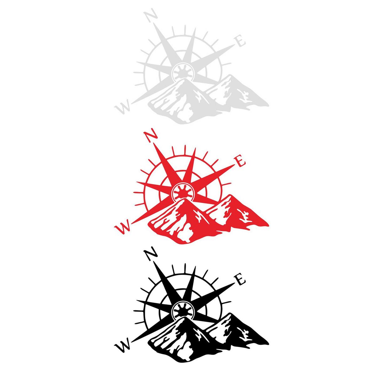 1PCS Car Sticker Mountains NWE Compass Navigate Style Car Truck Sticker Decal Auto Fashion Decoration 23.6*17.7in White