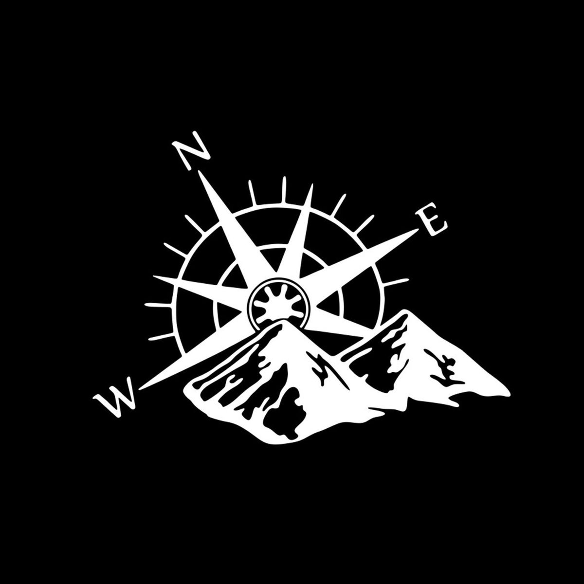 1PCS Car Sticker Mountains NWE Compass Navigate Style Car Truck Sticker Decal Auto Fashion Decoration 23.6*17.7in White