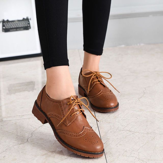 Synthetic Leather Flat Shoes For Women