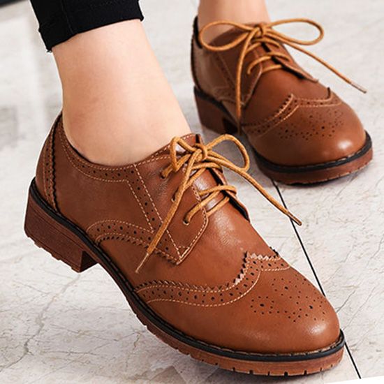 Synthetic Leather Flat Shoes For Women