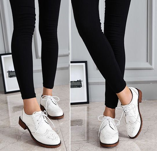 Synthetic Leather Flat Shoes For Women
