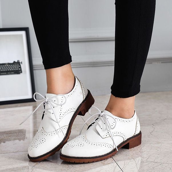 Synthetic Leather Flat Shoes For Women