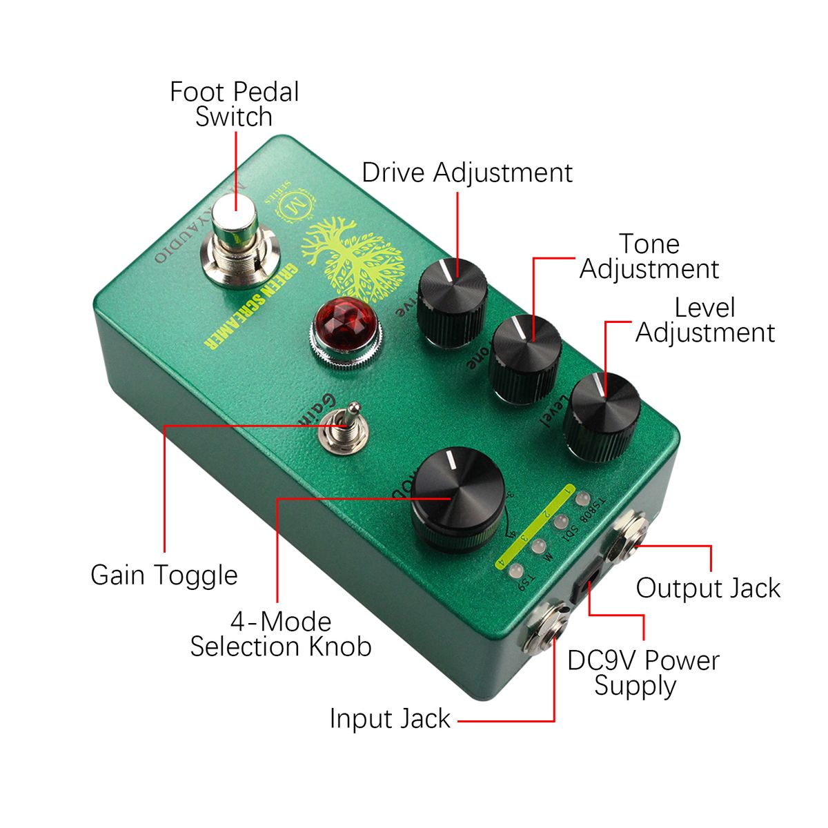 MOSKYAudio Booster/Overdrive Guitar Effect Pedal 4 Mode