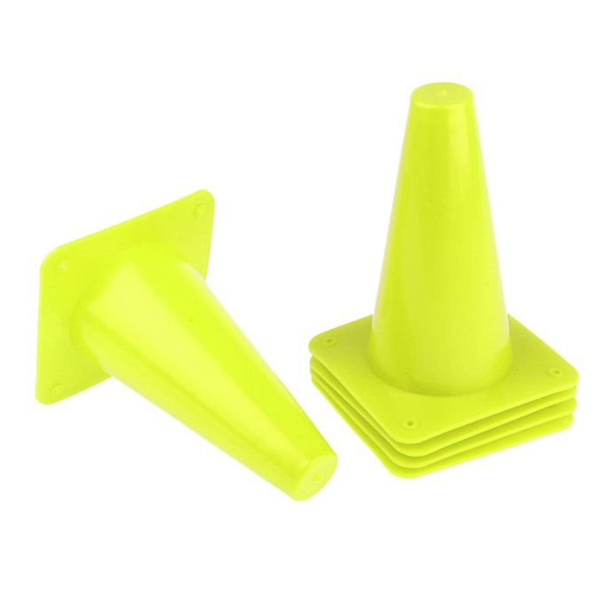 5pcs High Visibility Safety Cone For Sports Training Soccer Green