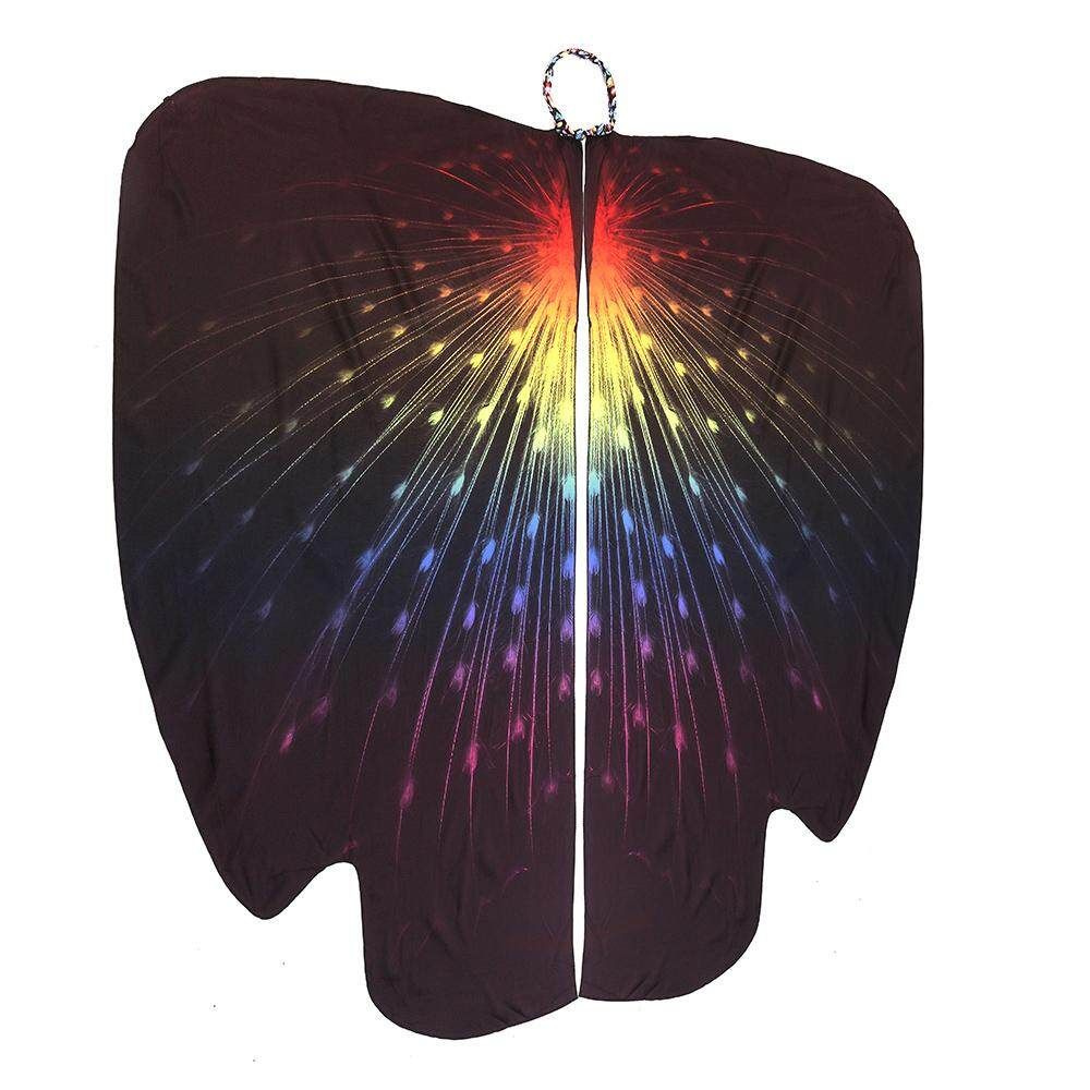 Butterfly Wing Shawls Women Print Chiffon Cape Scarf Peacock Poncho Shawl Wrap Multicolor