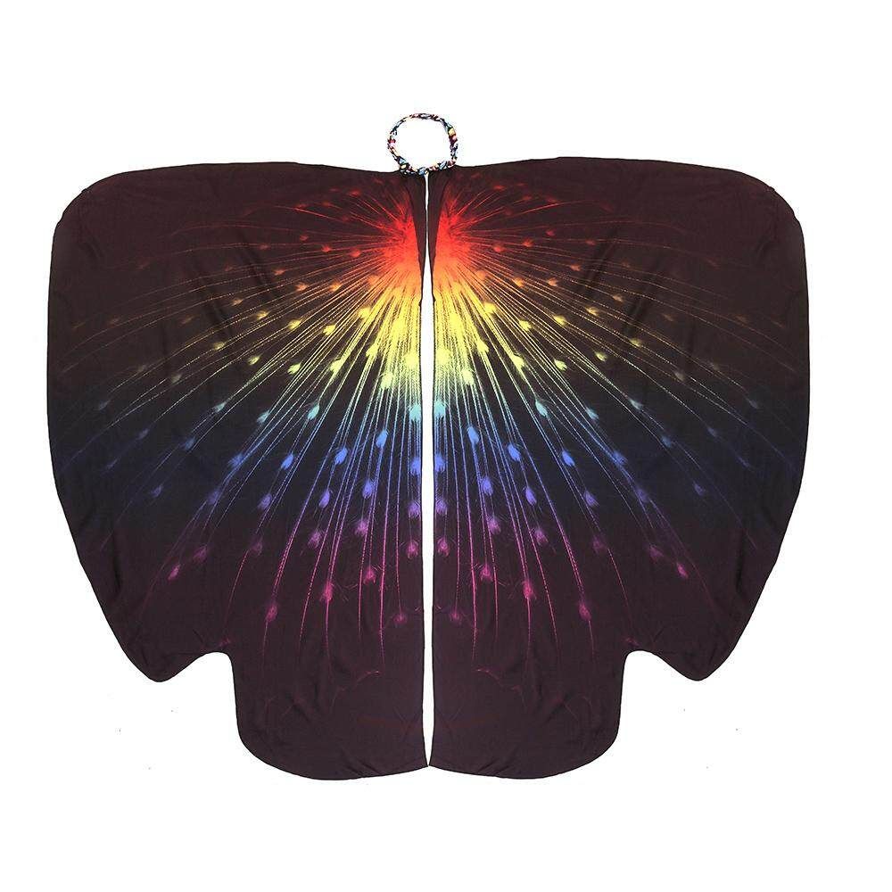 Butterfly Wing Shawls Women Print Chiffon Cape Scarf Peacock Poncho Shawl Wrap Multicolor