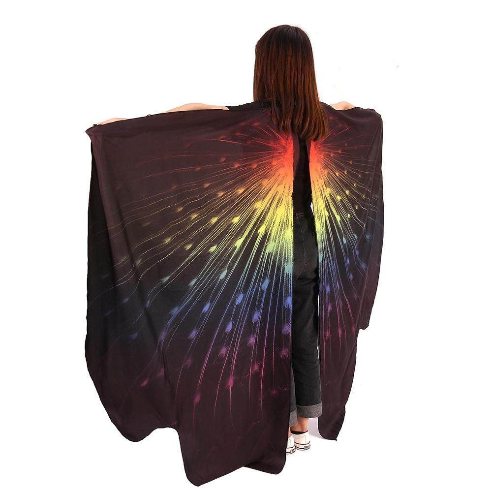 Butterfly Wing Shawls Women Print Chiffon Cape Scarf Peacock Poncho Shawl Wrap Multicolor