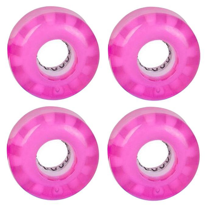 4x Luminous Quad Roller Skateboard Wheels Light Up Double Row Pink