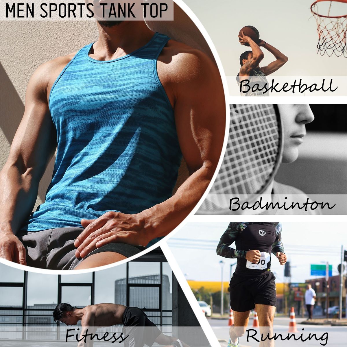 Men Sports Tank Top Sleeveless Loose Fit Quick-dry