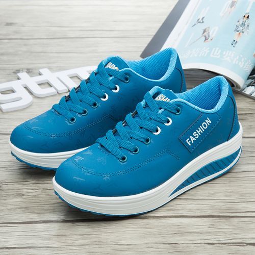 Big Size Women Sneaker Female Wedge Shoes-Blue