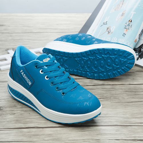 Big Size Women Sneaker Female Wedge Shoes-Blue