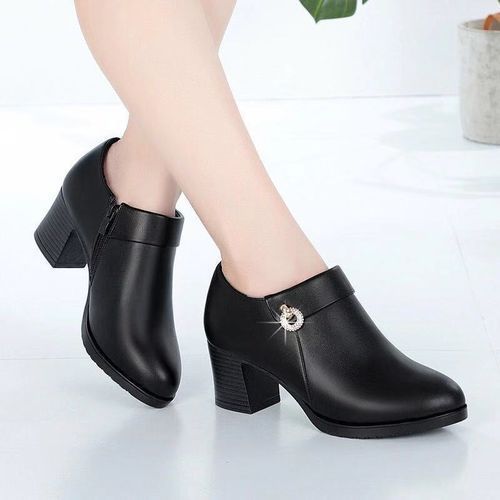 Women's Fashion Thick Heel Single Shoes For Business Work - Black