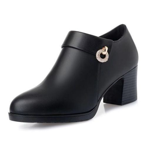 Women's Fashion Thick Heel Single Shoes For Business Work - Black