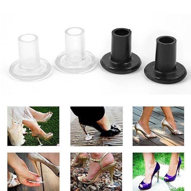Heel Protector 2 Pairs Black And Clear - Small (Thin Heels)