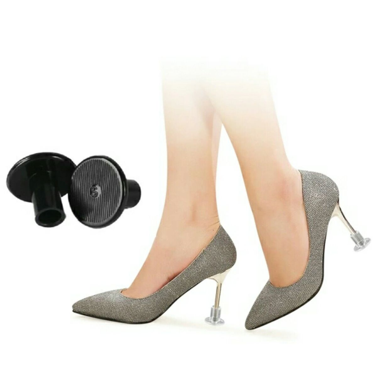 Heel Protector 2 Pairs Black And Clear - Small (Thin Heels)