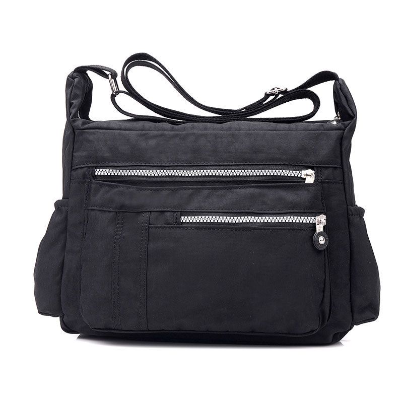 (zi Ye Hei)Solid Color Diaper Bag Waterproof Nylon Zipper