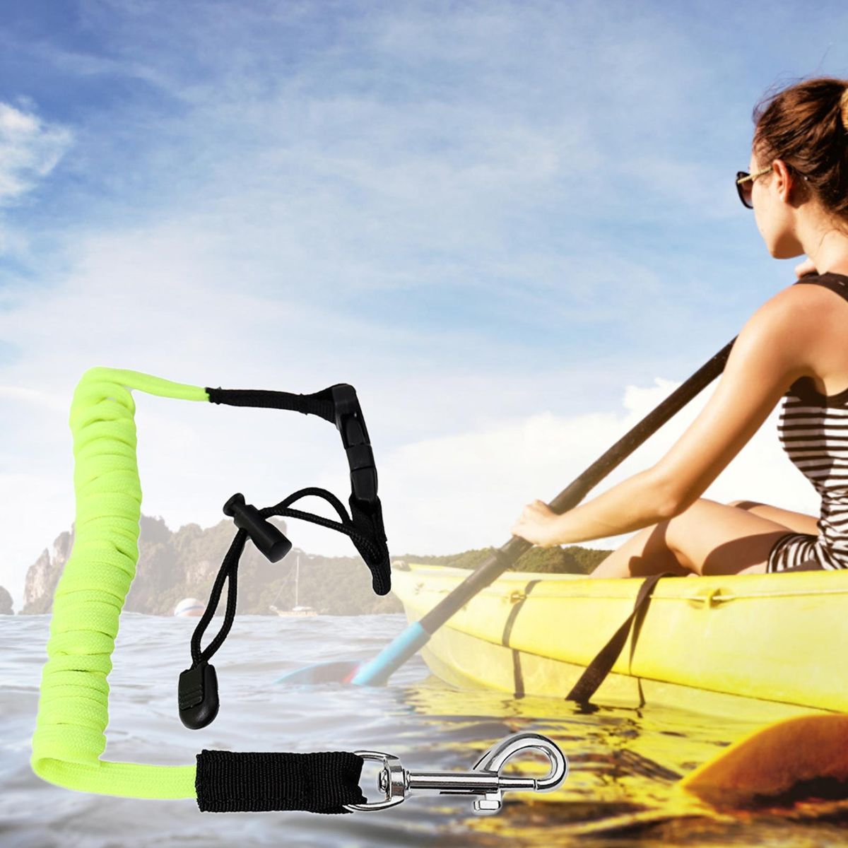 Fishing Rod Tie Rope Surfboard Ankle Paddle Leash Yellow Green