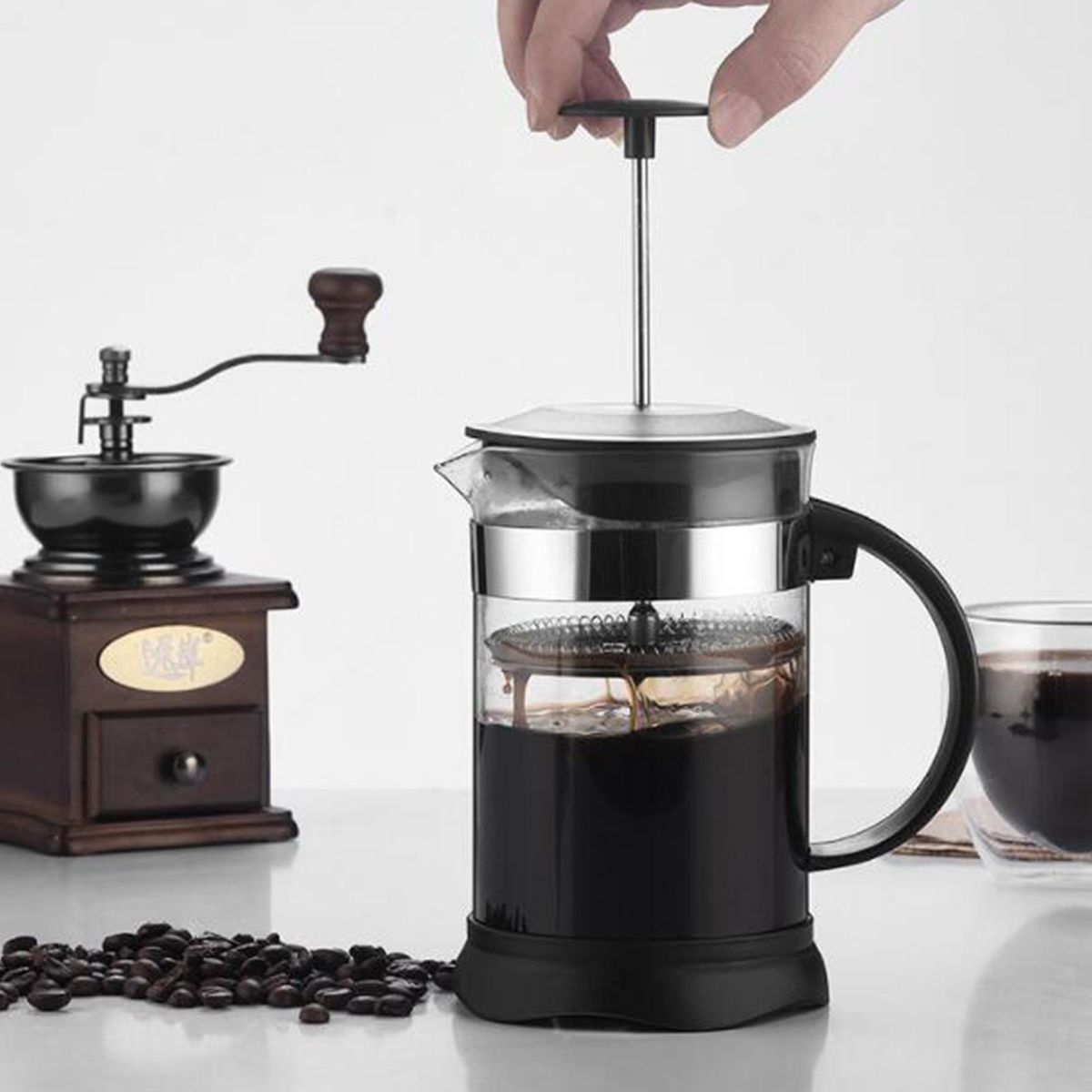 French Press Coffee&Tea Maker Heat Resistant Borosilicate Coffee Pot for Home Office High-Density Stainless Steel Filter, 800ml