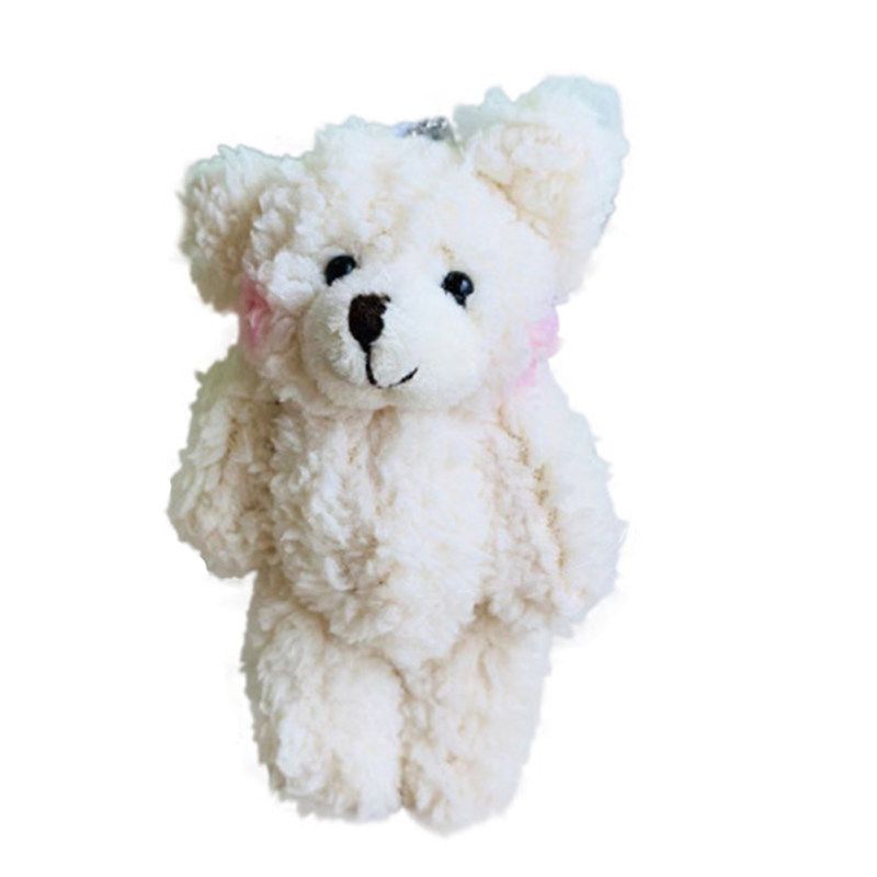 Cute Bear Animal Plush Doll Hanging Keychain Ring Bag-Beige