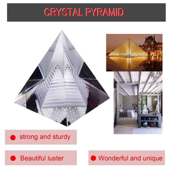 Artificial Egyptian Clear K9 Crystal Quartz Pyramid Home Desk Decoration