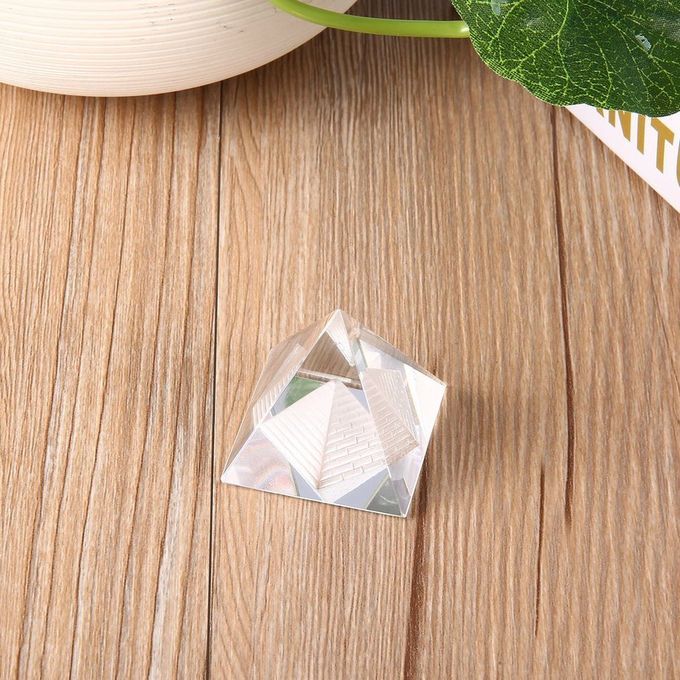 Artificial Egyptian Clear K9 Crystal Quartz Pyramid Home Desk Decoration