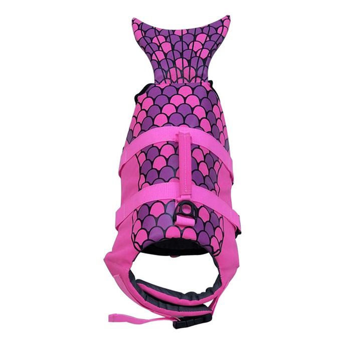 Durable Pet Dog Life Jacket Swimming Safety Vest W/ Pull Rose Red_M