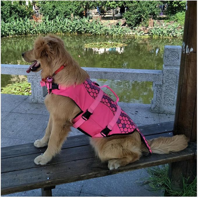 Set Of 2 Adjustable Pet Dog Life Jacket Swimming Suit Vest Lifesaver