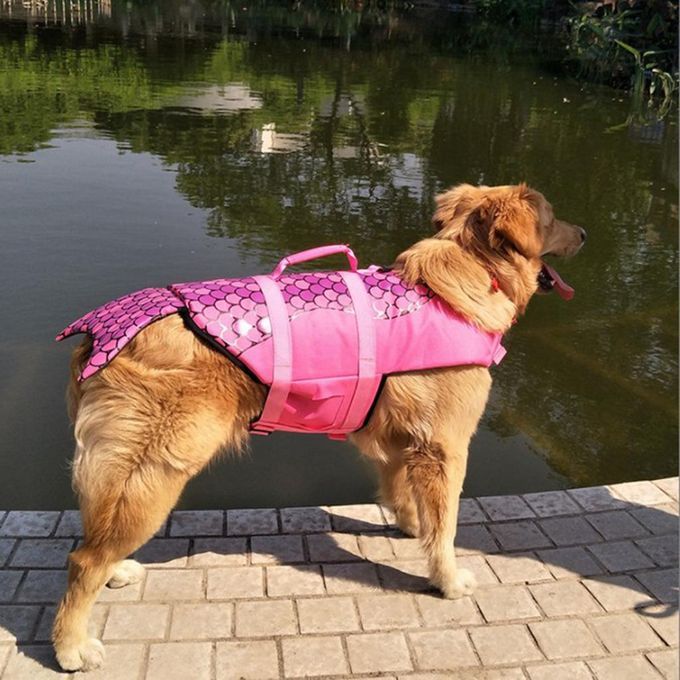 Set Of 2 Adjustable Pet Dog Life Jacket Swimming Suit Vest Lifesaver