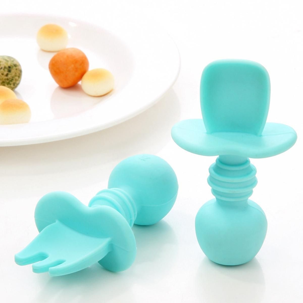 Silicone Short-Handled Spoons, Baby Food Training, Baby and