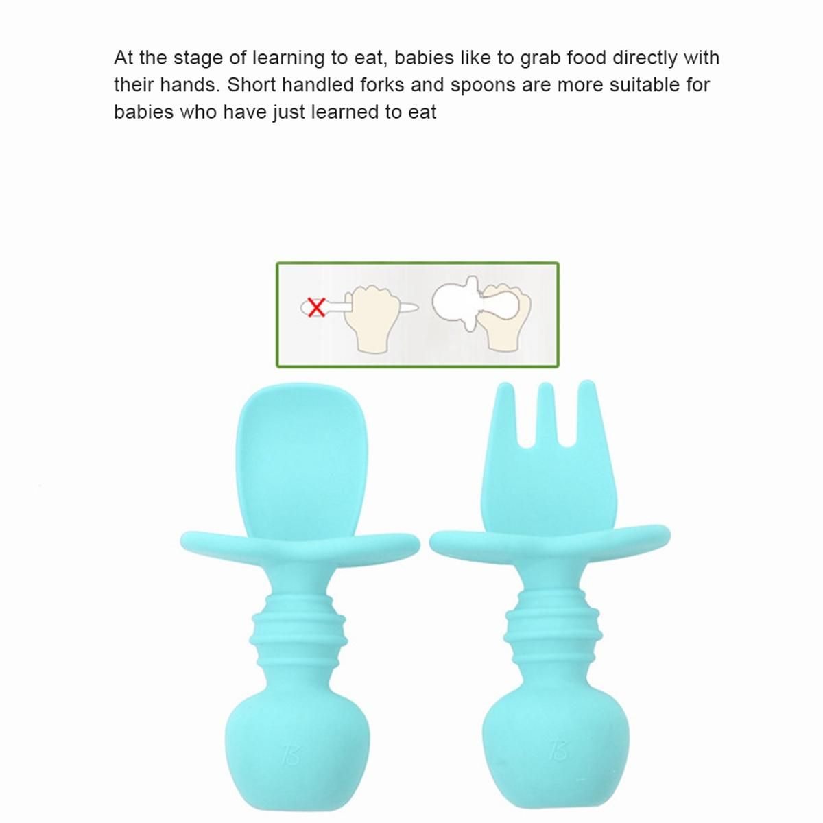 Silicone Short-Handled Spoons, Baby Food Training, Baby and